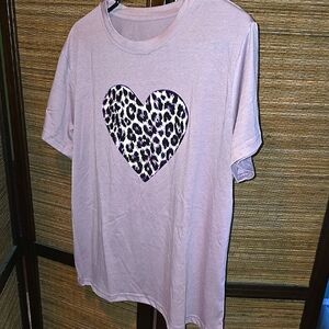 Light Purple T-Shirt with Leopard Heart Design